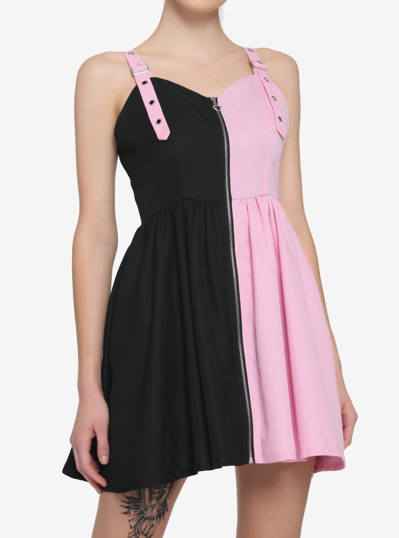 pink and black dress